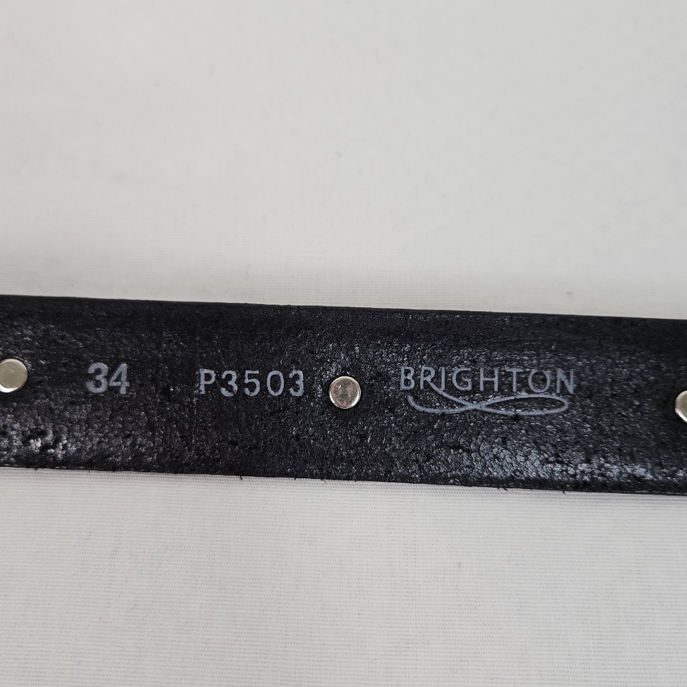 Brighton Black Leather Western Belt Silver Stud Buckle Size 34 USA Made - Picture 12 of 12